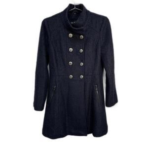 Guess Navy Blue Boucle Double Breasted Peacoat Medium